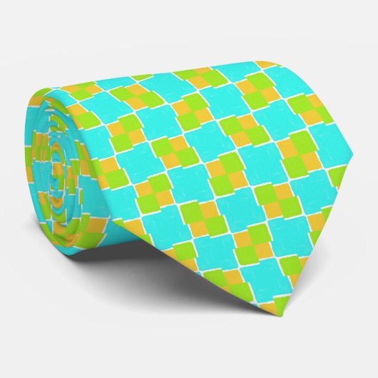 Squares Blue, Green and Orange ネクタイ (ロール)