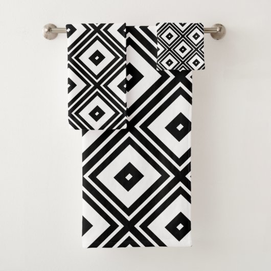 SquaresTowel白黒レトロのセット バスタオルセット (インサイチュ)
