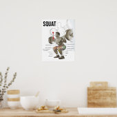 Squat – 筋肉図 – 解剖図 ポスター (キッチン)