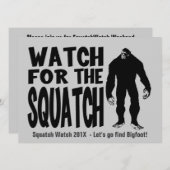 Squatchビッグフットの狩りの招待状のために見て下さい 招待状 (正面/裏面)