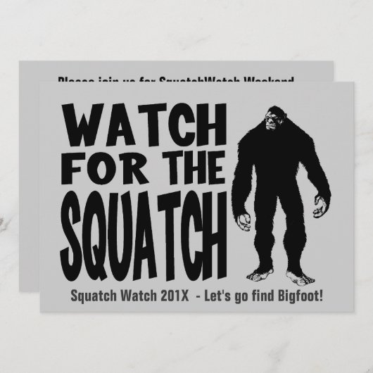 Squatchビッグフットの狩りの招待状のために見て下さい 招待状 (正面/裏面)