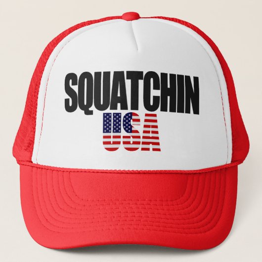 SQUATCHIN米国の米国旗の帽子(赤い) キャップ (正面)