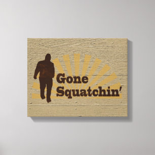 Squatchin行ったおもしろいなビッグフットのサスカッチ キャンバスプリント