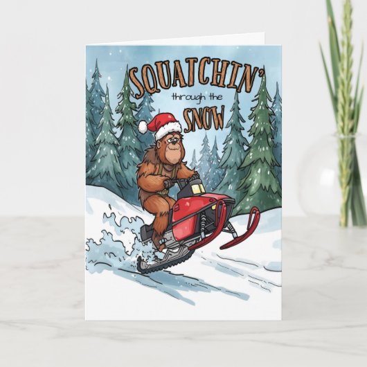 Squatchin' through the Snow Bigfoot Christmas シーズンカード (正面)