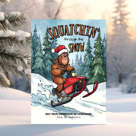 Squatchin' through the Snow Bigfoot Christmas シーズンカード