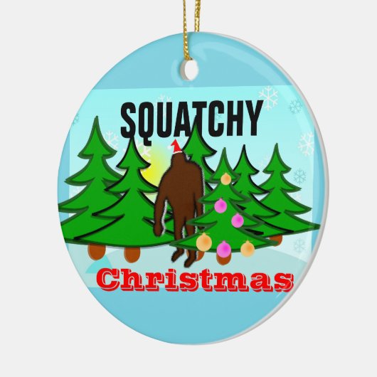 Squatchyのクリスマスのサスカッチの粘着性のクリスマス セラミックオーナメント (左)