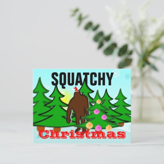 SquatchyのクリスマスのSquatchの郵便はがき シーズンポストカード (スタンド正面)
