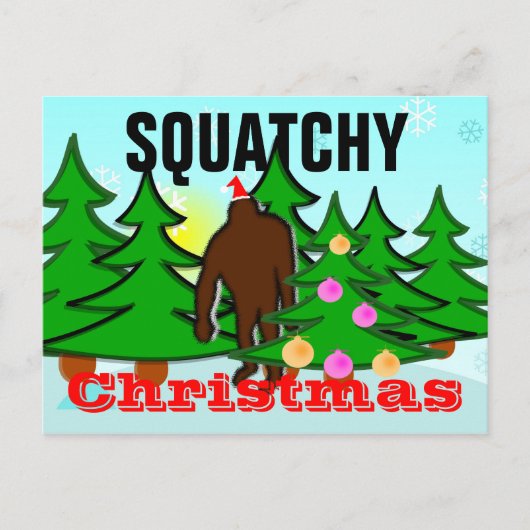 SquatchyのクリスマスのSquatchの郵便はがき シーズンポストカード (正面)