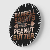 Squats and Peanut Butter - Bodybuliding Motivation ラージ壁時計 (傾斜)