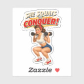 Squats To Conquer -Funny Retro Fitness Pin-Up- Gym シール (シート)