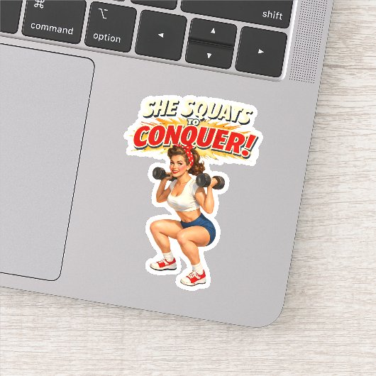 Squats To Conquer -Funny Retro Fitness Pin-Up- Gym シール (詳細)