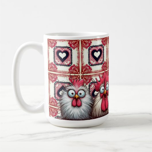 "Squawk and Joy Chicken" B Mug コーヒーマグカップ (左)