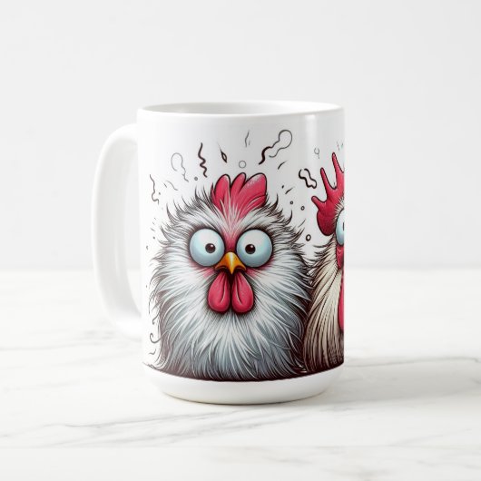 "Squawk and Joy Chicken" Mug コーヒーマグカップ (正面左)