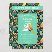 Squawk-tacular 2nd Birthday Bash: カラフル A 招待状 (正面/裏面)