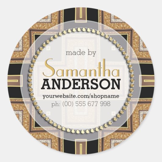 Squazo ArtDeco金ゴールドブラック作りラベルシール ラウンドシール (正面)