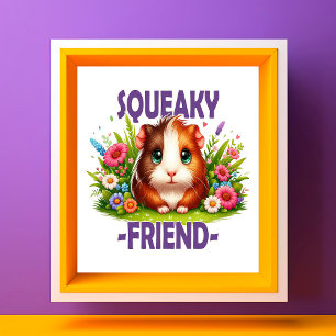 Squeaky Friend pun。かわいいベビーモルモット漫画 フォトプリント