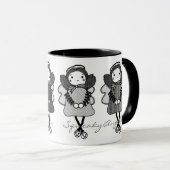SqueakyAngelsの黒く及び白いマグ マグカップ (正面右)