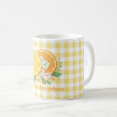 Squeeze the Day Citrus Gingham 麻雀 コーヒーマグカップ (正面右)