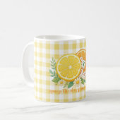 Squeeze the Day Citrus Gingham 麻雀 コーヒーマグカップ (正面左)