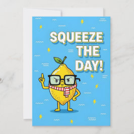 Squeeze the Day funny lemon pun gift サンキューカード