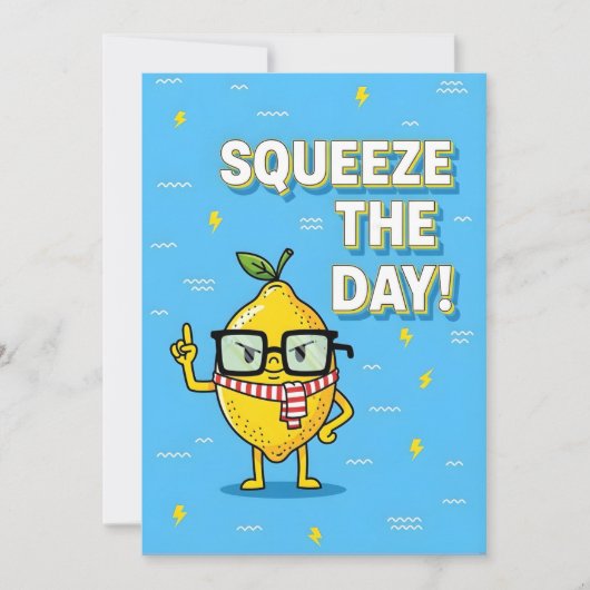 Squeeze the Day funny lemon pun gift サンキューカード (正面)