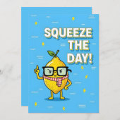 Squeeze the Day funny lemon pun gift サンキューカード (正面/裏面)