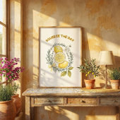 Squeeze The Day Lemon Kitchen Wall Art Poster ポスター