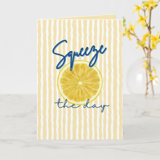 Squeeze the Day Lemon Motivational Quote  カード (黄色い花)
