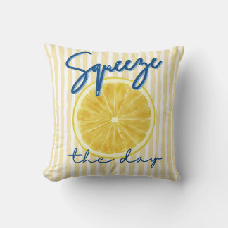 Squeeze the Day Lemon Motivational Quote クッション