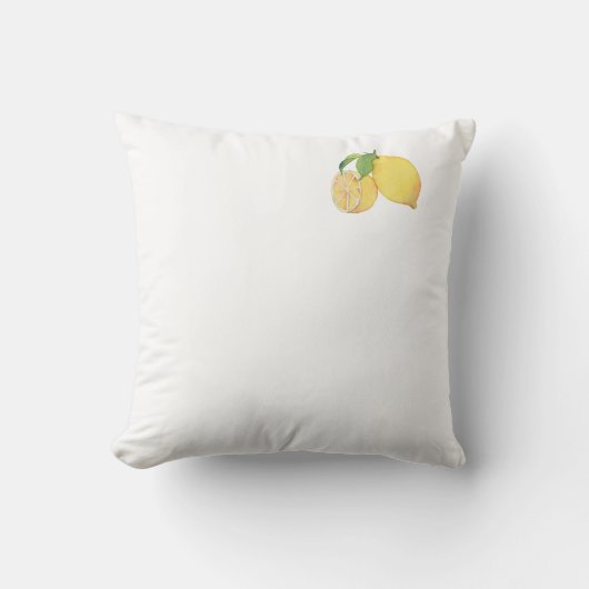 Squeeze the Day Lemon Watercolor Illustration クッション (正面)
