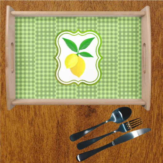 Squeeze The Day Yellow Lemons Blue White Check トートバッグ