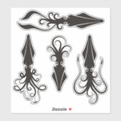 Squidアイコン輪郭ステッカーセット シール (シート)