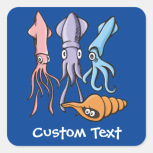 Squidマンガ正方形ステッカー スクエアシール