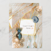 Squid大理石金ゴールドの幾何学的枠組み 招待状 (正面/裏面)