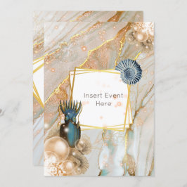 Squid大理石金ゴールドの幾何学的枠組み 招待状