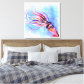 Squid カラフル Swimming Canvas Print - 絵画's キャンバスプリント (インサイチュ (寝室))