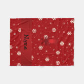 squid パーソナライズされた red snowflaksの名前 フリースブランケット (正面(横))