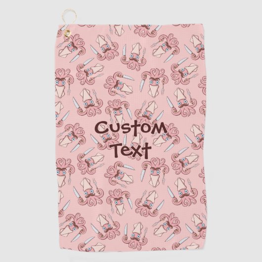 Squid Chef漫画パターン ゴルフタオル (正面)