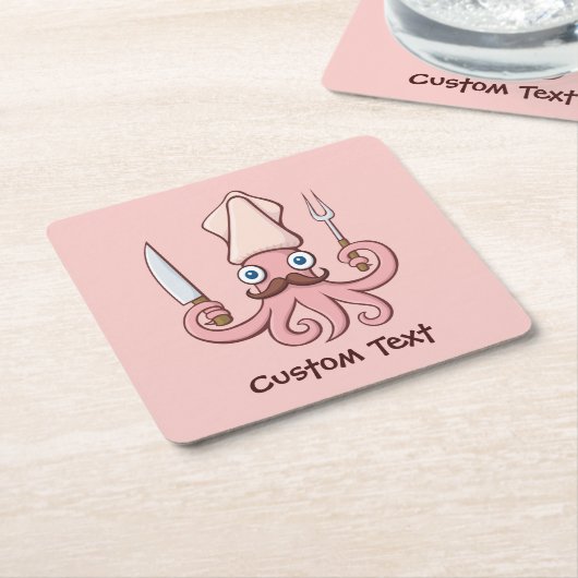 Squid Chef漫画 スクエアペーパーコースター (アングル)