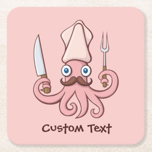 Squid Chef漫画 スクエアペーパーコースター