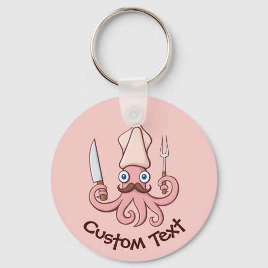 Squid Chef Cartoon Keychain キーホルダー (正面)
