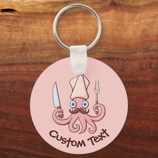 Squid Chef Cartoon Keychain キーホルダー (正面)