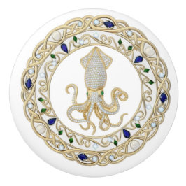 Squid Gold Crystal Ocean Sea 2D graphic gemstone セラミックノブ