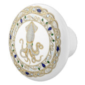 Squid Gold Crystal Ocean Sea 2D graphic gemstone セラミックノブ (右)