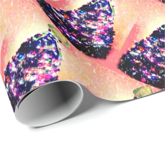 Squidmasのメリーなおもしろいなイカ及び木の休日の覆い ラッピングペーパー (ロールコーナー)