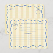 Squiggle Border Lemons Bridal Shower Recipe Card
