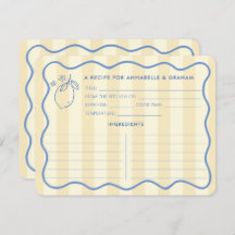Squiggle Border Lemons Bridal Shower Recipe Card