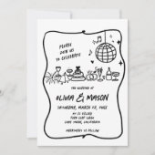 Squiggle Hand モダン Drawnファンキーユニーク結婚's 招待状 (正面)