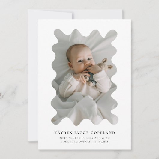 Squigglyフレームの誕生発表写真 案内状 (正面)