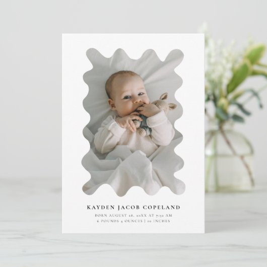 Squigglyフレームの誕生発表写真 案内状 (スタンド正面)